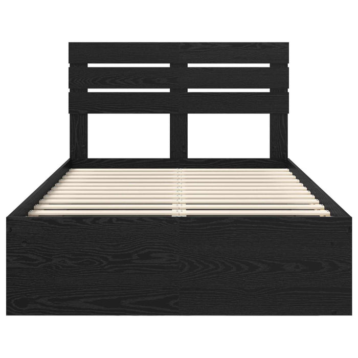Cadru de pat cu headboard Negru 120 x 190 cm Lemn de pin masiv - WALTI WALTI