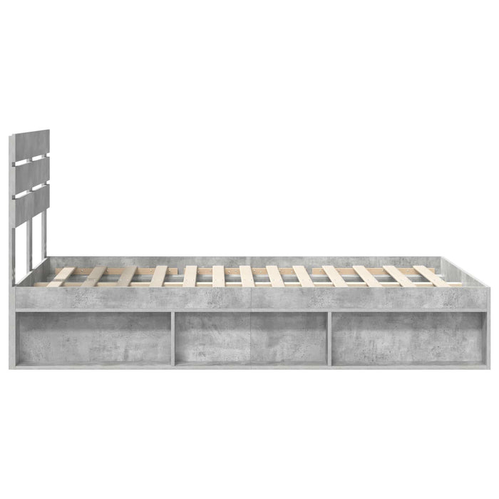 Cadru de pat cu headboard Beton 120 x 190 cm Lemn de pin masiv - WALTI WALTI