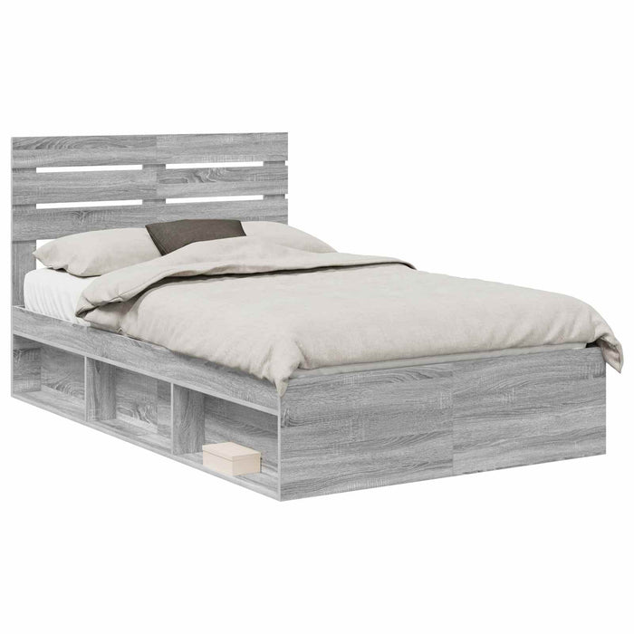 Cadru de pat Gri Sonoma 120 x 190 cm Lemn de pin masiv - WALTI WALTI