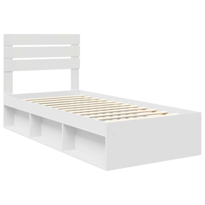 Cadru de pat cu headboard Alb 100 x 200 cm Lemn de pin masiv - WALTI WALTI