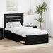 Cadru de pat cu headboard Negru 100 x 200 cm Lemn de pin masiv - WALTI WALTI