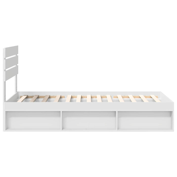 Cadru de pat cu headboard Alb 90 x 200 cm Lemn de pin masiv - WALTI WALTI