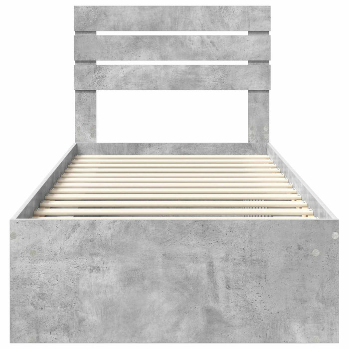 Cadru de pat cu headboard Beton 90 x 200 cm Lemn de pin masiv - WALTI WALTI