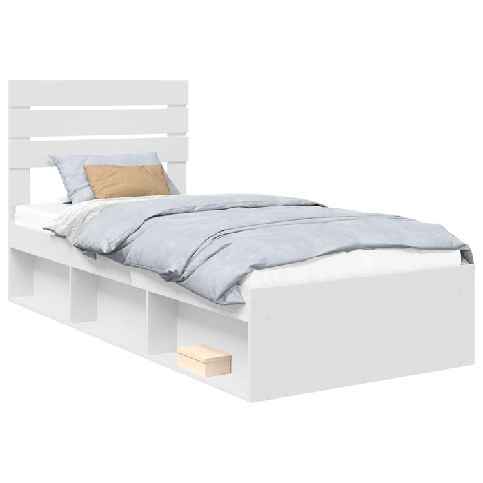 Cadru de pat cu headboard Alb 90 x 190 cm Lemn de pin masiv - WALTI WALTI