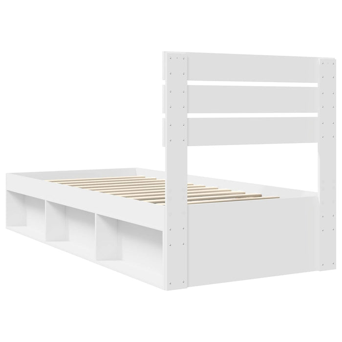 Cadru de pat cu headboard Alb 90 x 190 cm Lemn de pin masiv - WALTI WALTI