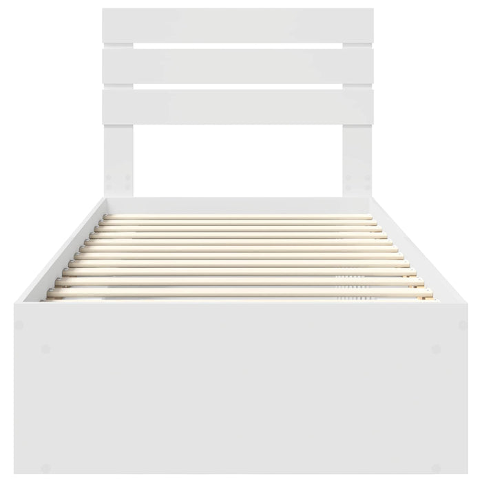 Cadru de pat cu headboard Alb 90 x 190 cm Lemn de pin masiv - WALTI WALTI