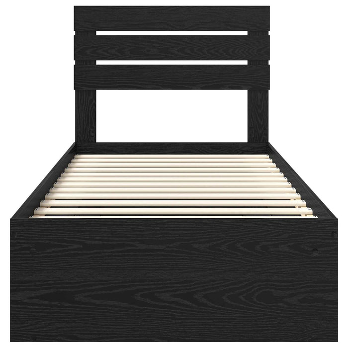 Cadru de pat cu headboard Negru 90 x 190 cm Lemn de pin masiv - WALTI WALTI