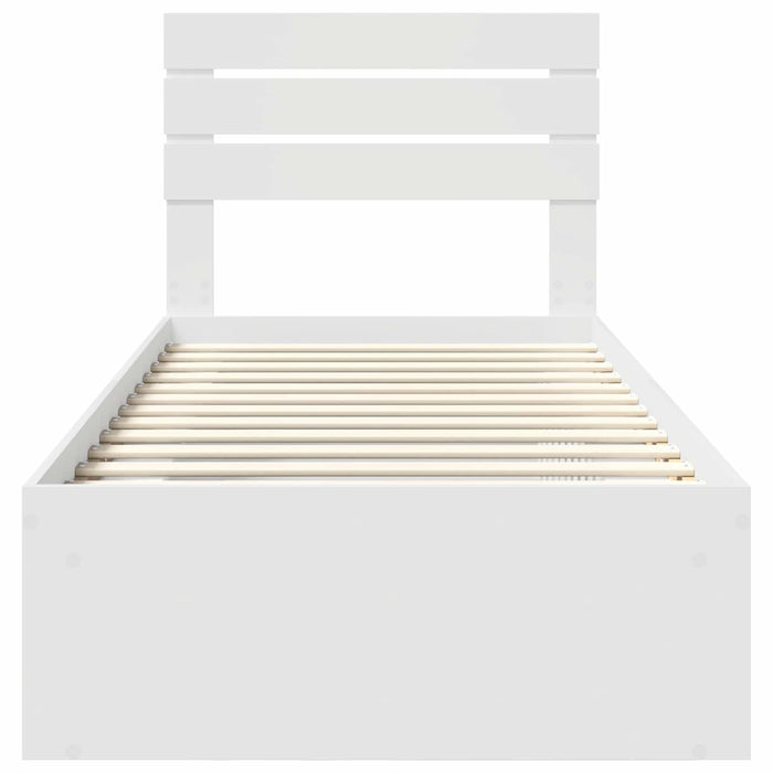 Cadru de pat cu headboard Alb 75 x 190 cm Lemn de pin masiv - WALTI WALTI