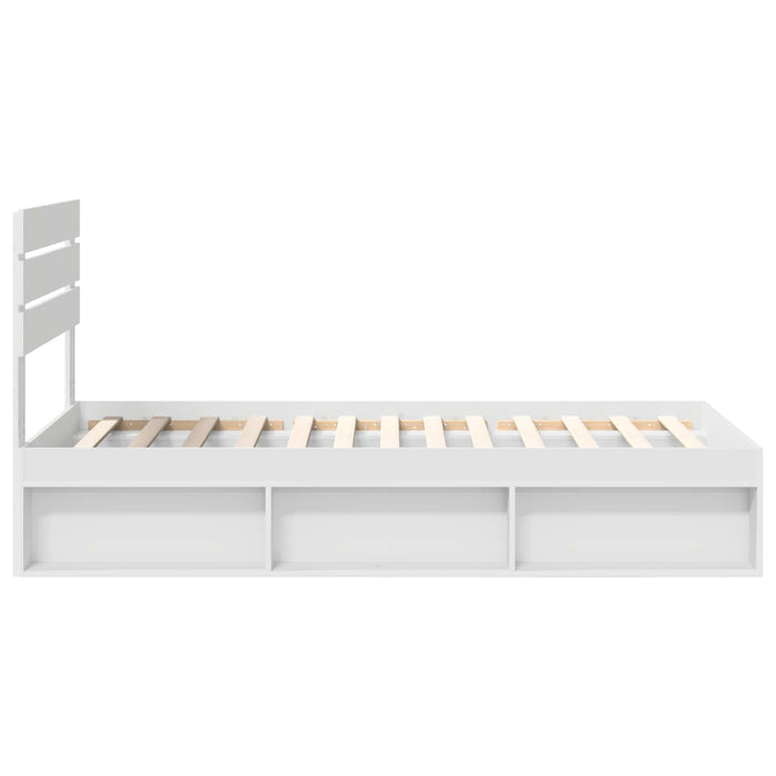 Cadru de pat cu headboard Alb 75 x 190 cm Lemn de pin masiv - WALTI WALTI