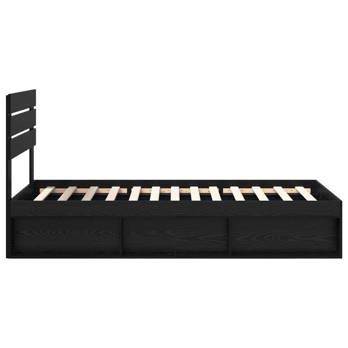 Cadru de pat cu headboard Negru 75 x 190 cm Lemn de pin masiv - WALTI WALTI