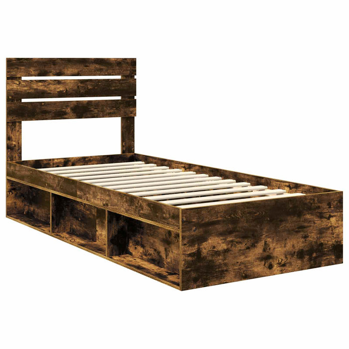 Cadru de pat Stejar fumuriu 75 x 190 cm Lemn de pin masiv - WALTI WALTI