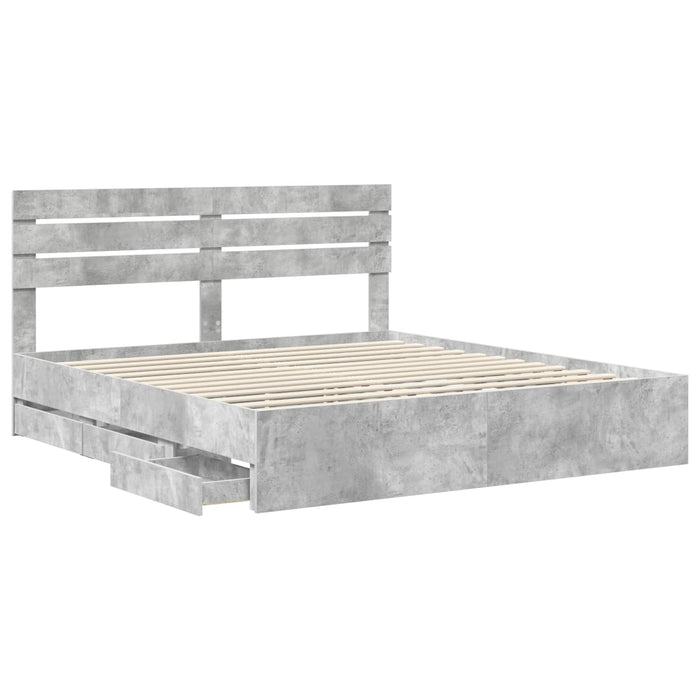 Cadru de pat Gri din beton 200 x 200 cm Lemn Ingineresc - WALTI WALTI