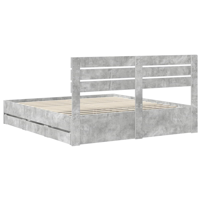 Cadru de pat Gri din beton 200 x 200 cm Lemn Ingineresc - WALTI WALTI