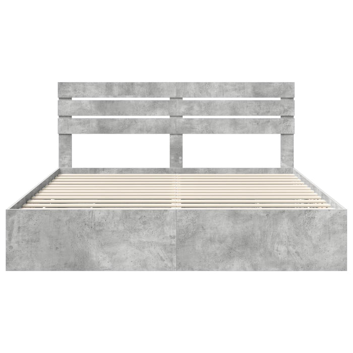 Cadru de pat Gri din beton 200 x 200 cm Lemn Ingineresc - WALTI WALTI