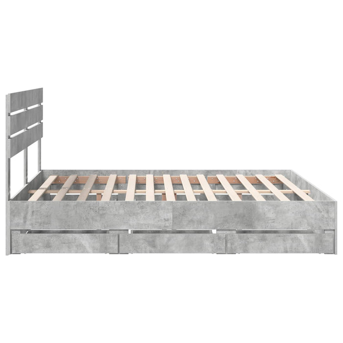 Cadru de pat Gri din beton 200 x 200 cm Lemn Ingineresc - WALTI WALTI