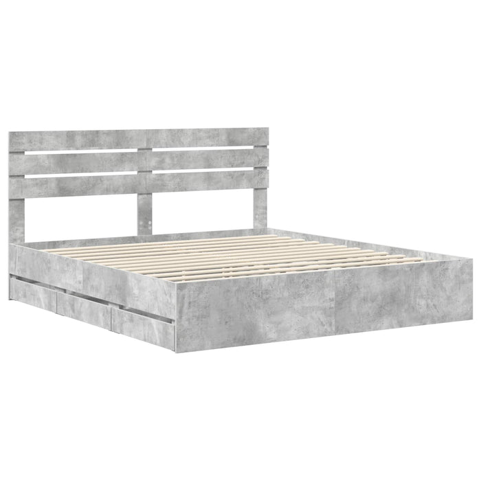 Cadru de pat Gri din beton 180 x 200 cm Lemn Ingineresc - WALTI WALTI