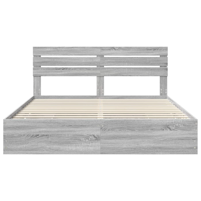 Cadru de pat cu sertar Gri Sonoma 180 x 200 cm Lemn Ingineresc - WALTI WALTI