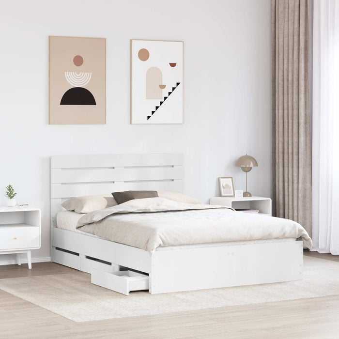 Cadru de pat cu sertar Alb 160 x 200 cm Lemn Ingineresc - WALTI WALTI