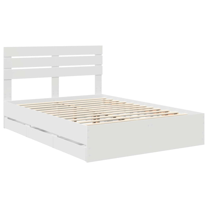 Cadru de pat cu sertar Alb 160 x 200 cm Lemn Ingineresc - WALTI WALTI