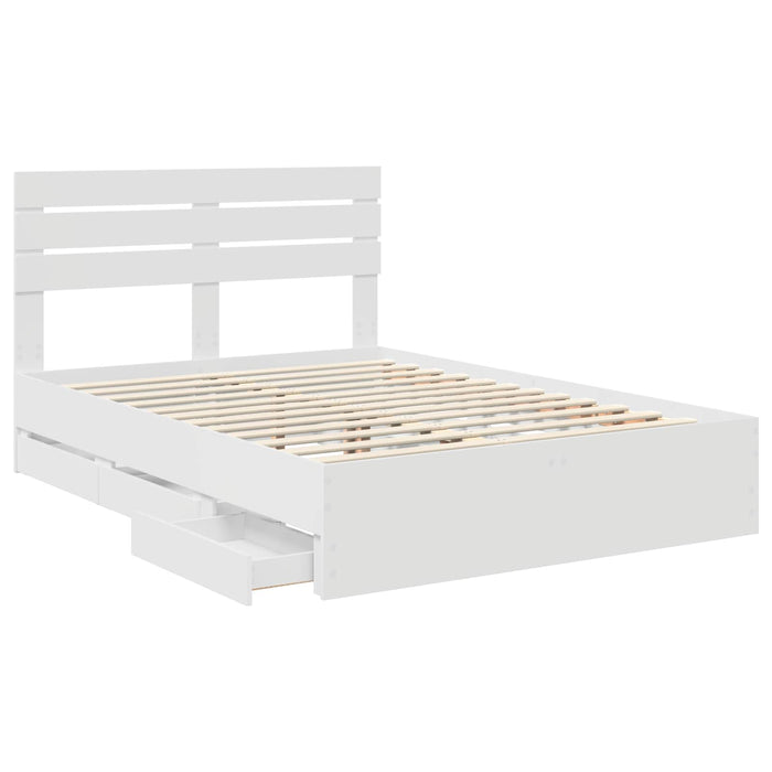 Cadru de pat cu sertar Alb 160 x 200 cm Lemn Ingineresc - WALTI WALTI