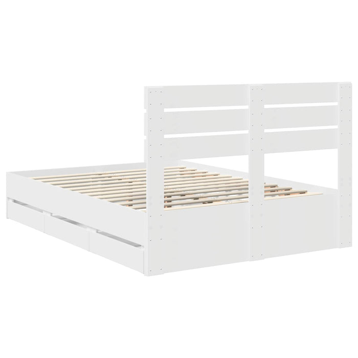 Cadru de pat cu sertar Alb 160 x 200 cm Lemn Ingineresc - WALTI WALTI