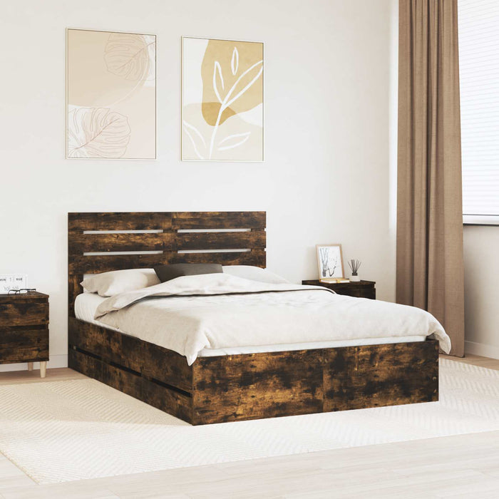 Cadru de pat Stejar fumuriu 160 x 200 cm Lemn Ingineresc - WALTI WALTI