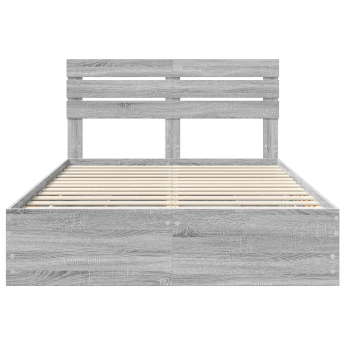 Cadru de pat cu sertar Gri Sonoma 150 x 200 cm Lemn Ingineresc - WALTI WALTI