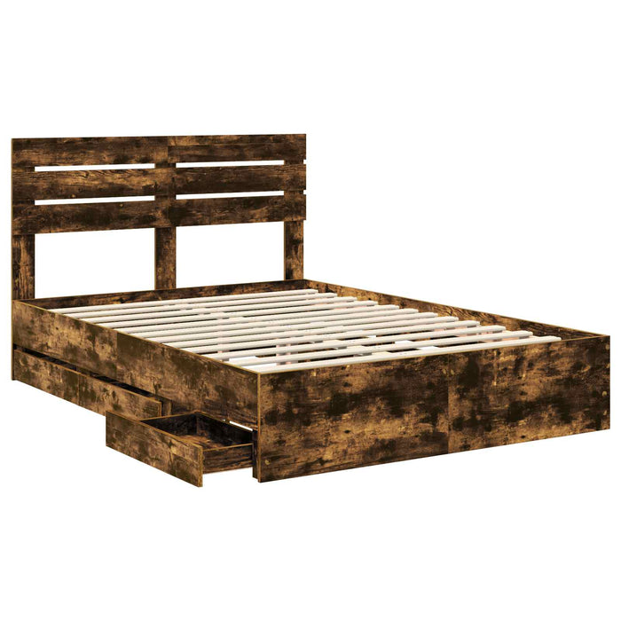 Cadru de pat Stejar fumuriu 140 x 190 cm Lemn Ingineresc - WALTI WALTI
