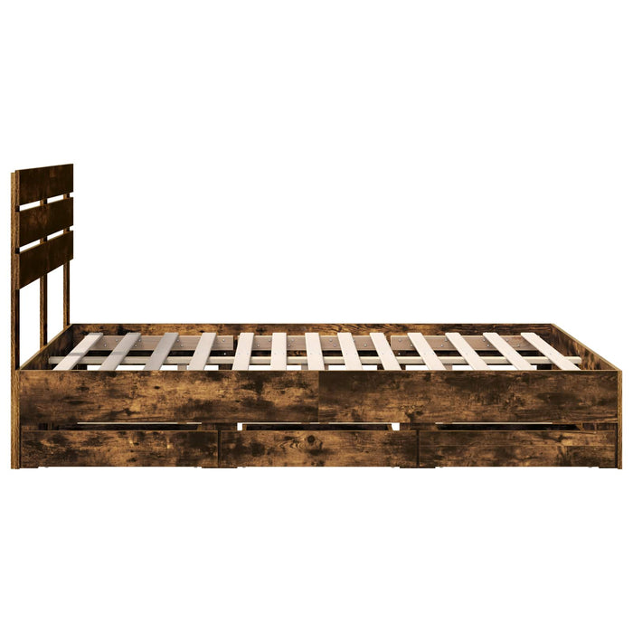 Cadru de pat Stejar fumuriu 140 x 190 cm Lemn Ingineresc - WALTI WALTI