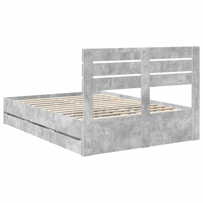 Cadru de pat Gri din beton 140 x 200 cm Lemn Ingineresc - WALTI WALTI