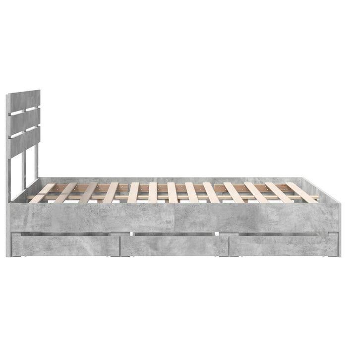 Cadru de pat Gri din beton 140 x 200 cm Lemn Ingineresc - WALTI WALTI