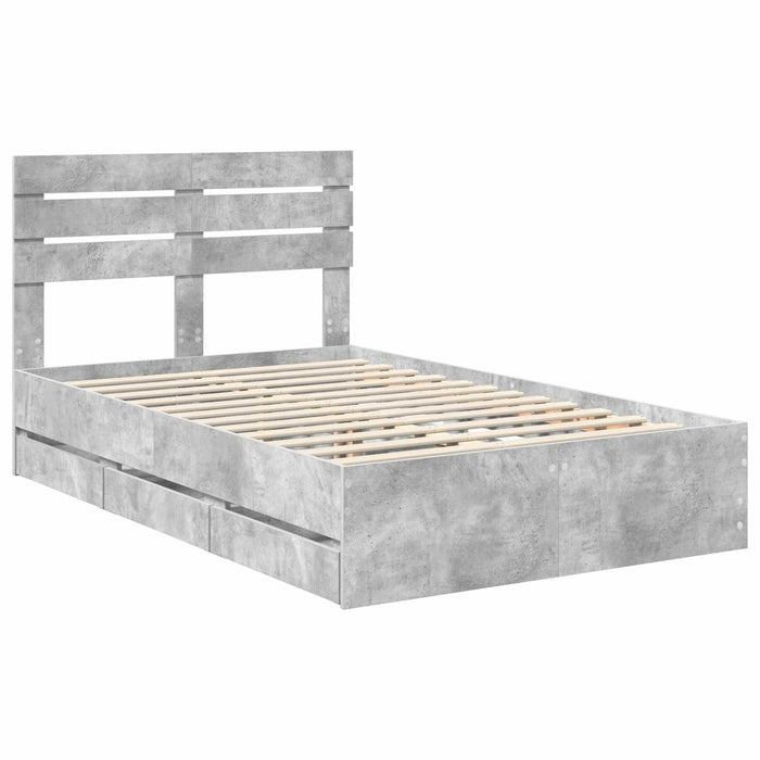 Cadru de pat Gri din beton 135 x 190 cm Lemn Ingineresc - WALTI WALTI