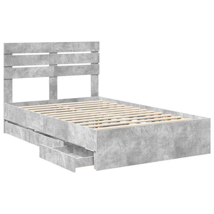 Cadru de pat Gri din beton 135 x 190 cm Lemn Ingineresc - WALTI WALTI