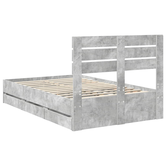 Cadru de pat Gri din beton 135 x 190 cm Lemn Ingineresc - WALTI WALTI