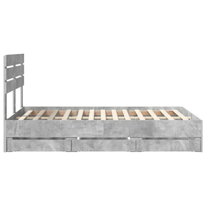 Cadru de pat Gri din beton 135 x 190 cm Lemn Ingineresc - WALTI WALTI
