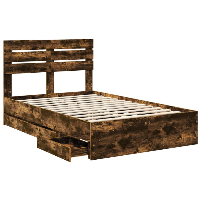 Cadru de pat Stejar fumuriu 135 x 190 cm Lemn Ingineresc - WALTI WALTI