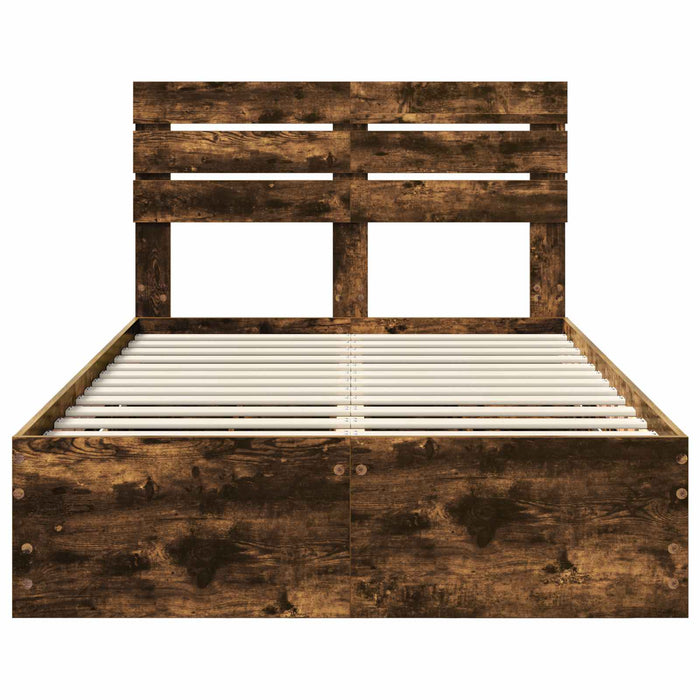 Cadru de pat Stejar fumuriu 135 x 190 cm Lemn Ingineresc - WALTI WALTI