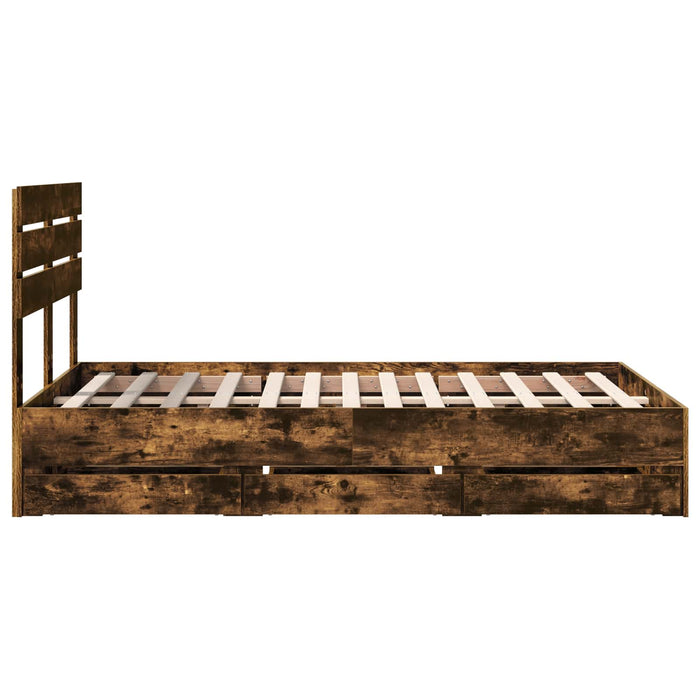 Cadru de pat Stejar fumuriu 135 x 190 cm Lemn Ingineresc - WALTI WALTI