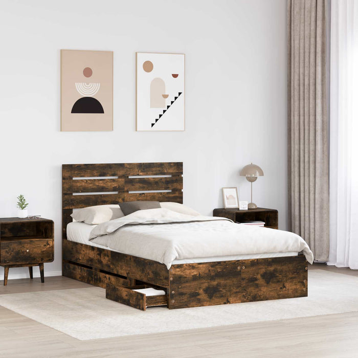 Cadru de pat Stejar fumuriu 120 x 200 cm Lemn Ingineresc - WALTI WALTI
