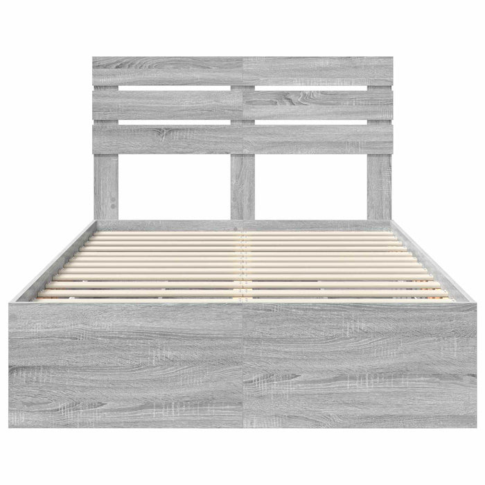 Cadru de pat cu sertar Gri Sonoma 120 x 190 cm Lemn Ingineresc - WALTI WALTI