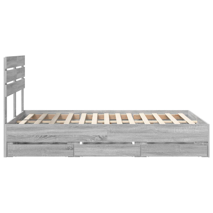 Cadru de pat cu sertar Gri Sonoma 120 x 190 cm Lemn Ingineresc - WALTI WALTI