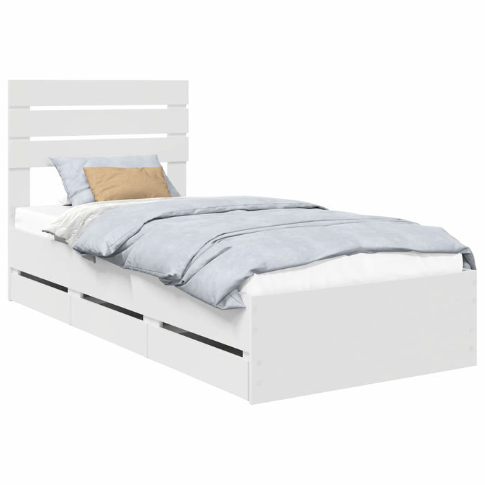 Cadru de pat cu sertar Alb 100 x 200 cm Lemn Ingineresc - WALTI WALTI