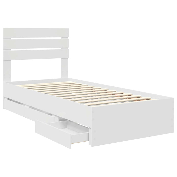 Cadru de pat cu sertar Alb 100 x 200 cm Lemn Ingineresc - WALTI WALTI