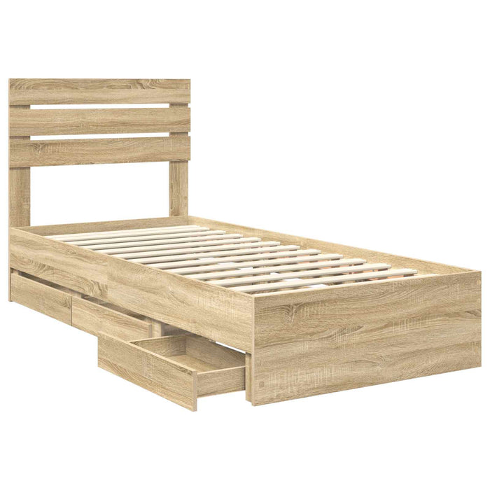 Cadru de pat Stejar Sonoma 100 x 200 cm Lemn Ingineresc - WALTI WALTI