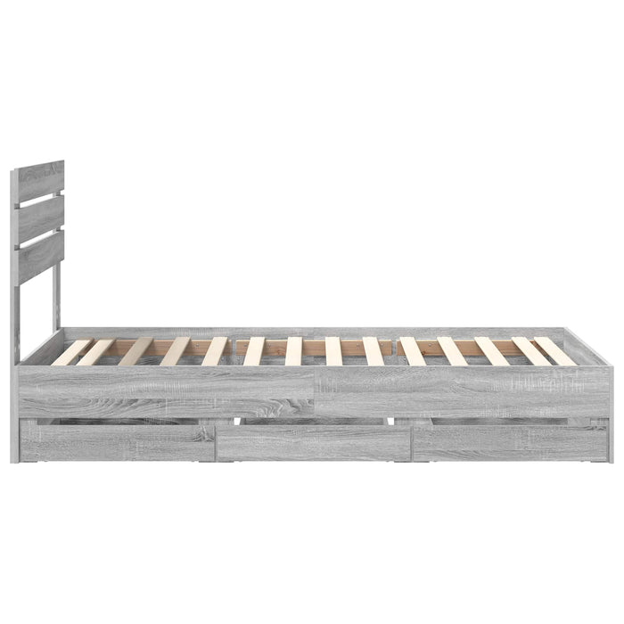 Cadru de pat cu sertar Gri Sonoma 90 x 190 cm Lemn Ingineresc - WALTI WALTI