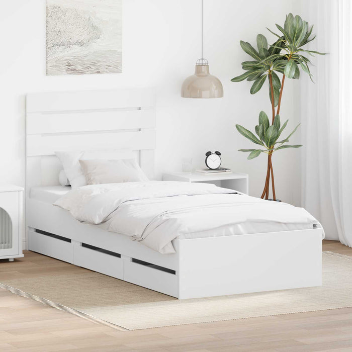 Cadru de pat cu sertar Alb 90 x 200 cm Lemn Ingineresc - WALTI WALTI