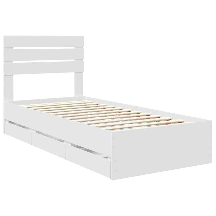 Cadru de pat cu sertar Alb 90 x 200 cm Lemn Ingineresc - WALTI WALTI