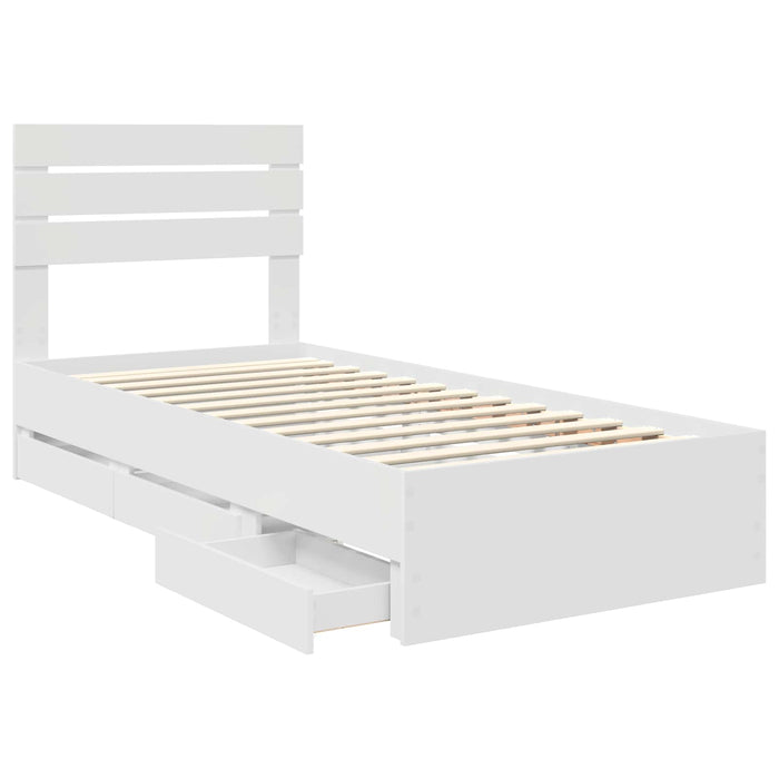 Cadru de pat cu sertar Alb 90 x 200 cm Lemn Ingineresc - WALTI WALTI