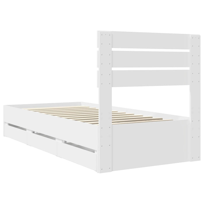 Cadru de pat cu sertar Alb 90 x 200 cm Lemn Ingineresc - WALTI WALTI