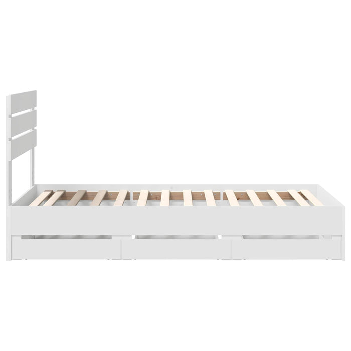 Cadru de pat cu sertar Alb 90 x 200 cm Lemn Ingineresc - WALTI WALTI